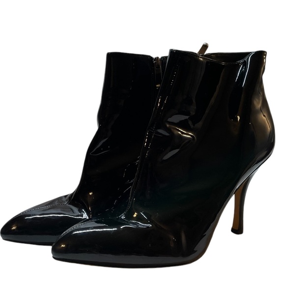 VIA SPIGA Black Patent Leather High Heel Ankle Boots Zip Stiletto - Size 39 - Picture 3 of 13